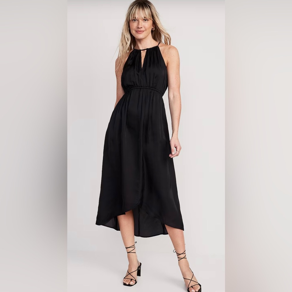 Old Navy Black Sleeveless Halter Style High-Low Maxi Dress